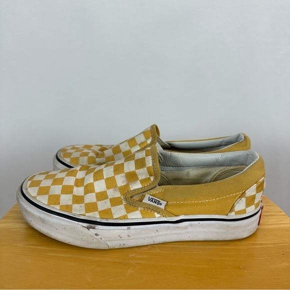 Vans Shoes Vans Yellow Checkered Slip Ons Poshmark